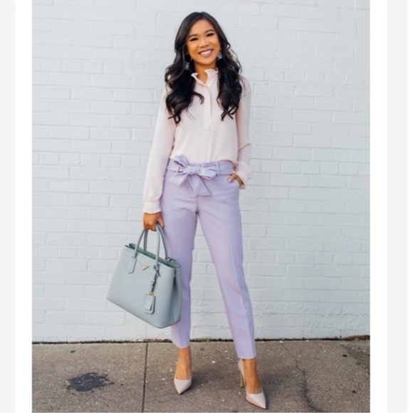 LOFT Marisa Slim Tie Waist Ankle Pant Dress Pants Lavender Purple Size 12 - Picture 3 of 12